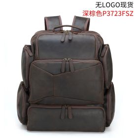 Retro Crazy Horse Leather 17-inch Computer Bag Outdoor Leather Backpack Travel Top Layer Leather Backpack For Men