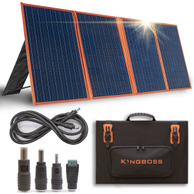 KingBoss Portable 120w Solar Panel High Efficiency Waterproof;  with Multiple Outputs and 3-Kickstand;  Foldable Design for Optimal Solar Coverage;  a