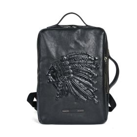 First Layer Cowhide Men's Backpack (Color: Black)