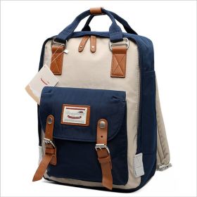 Doughnut Backpack Female College Style (Option: Ivory Dark Blue-Bare Bag)