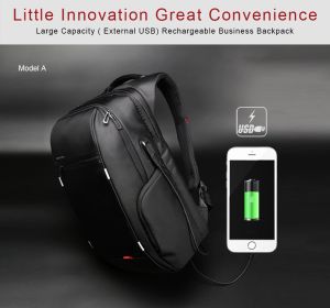 USB Charging Waterproof Large Capacity Business Backpack (Option: Black Type A 17 Inch)