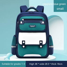 Schoolbag British Style Large Capacity Portable Burden Alleviation (Option: Sapphire Blue Green Small)