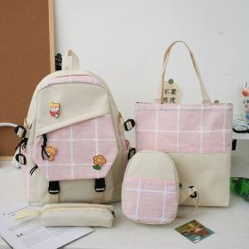 Women's Korean Style Plaid Backpack (Option: Pink Style Two)