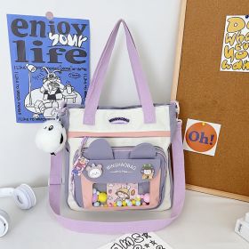 Cute Backpack One Shoulder Large-capacity Backpack (Option: Purple Shoulder Bag-Without Pendant)