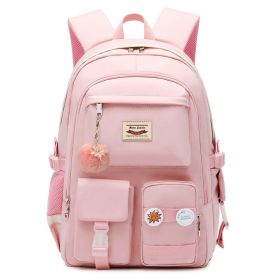 Student Schoolbag Large Capacity Computer Backpack (Option: Pink With Pink Fur Ball)