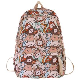 Large Capacity Mori Style Student New Graffiti Backpack (Option: Pink-Schoolbag With Pendant)