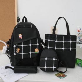 Women's Korean Style Plaid Backpack (Option: 1st Style Black)