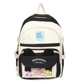 Cute Backpack One Shoulder Large-capacity Backpack (Option: Black Backpack-Without Pendant)