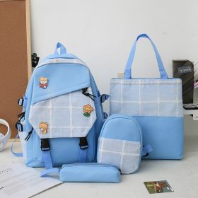 Women's Korean Style Plaid Backpack (Option: Blue Style 1)