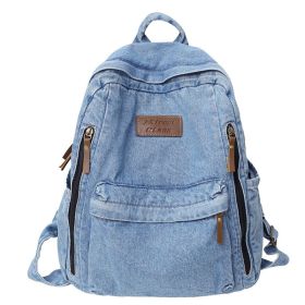 New Fashion Large Capacity Denim Backpack Women (Option: Light Blue)