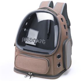 Outdoor Portable Breathable Space Pet Cabin Backpack (Color: Khaki)