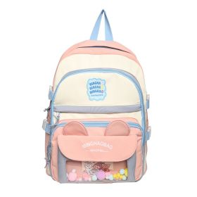 Cute Backpack One Shoulder Large-capacity Backpack (Option: Pink Backpack-Without Pendant)