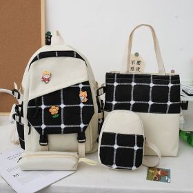 Women's Korean Style Plaid Backpack (Option: Black Style Two)