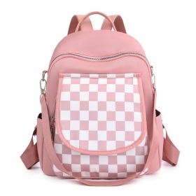 Lightweight Contrast Color Nylon Canvas Backpack (Color: pink)