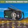 3600mAh Emergency Crank &NOAA Weather Radio; Hand Crank/Solar/USB Charging; Portable Radio With (AM FM /WB); Radio With Other Function For BT Speaker