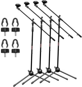 5 Core Foldable Tripod Microphone Stand - Universal Mic Mount and Height Adjustable from 36 to 65 Inch High w/ Extending Telescoping Boom Arm Up to 30 (Color: 4 Pieces)