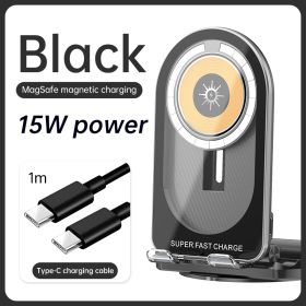 Brand New Intelligent Identification Wireless Charger, Foldable And Adjustable, Wireless Power Bank Charging. Ready In Stock. (Color: Black)