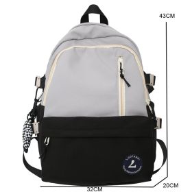 Large Capacity Schoolbag Student Minimalist Versatile Backpack (Option: Gray Without Pendant)