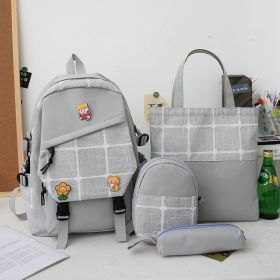 Women's Korean Style Plaid Backpack (Option: Gray Style 1)