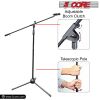 5 Core Foldable Tripod Microphone Stand - Universal Mic Mount and Height Adjustable from 36 to 65 Inch High w/ Extending Telescoping Boom Arm Up to 30