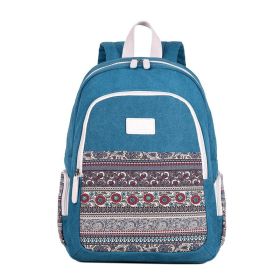 Men's Fashion Outdoor Casual Ethnic Style Backpack (Option: Lake Blue)