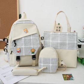 Women's Korean Style Plaid Backpack (Option: Gray Style 2)