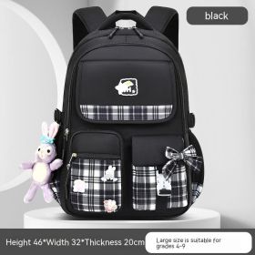 Children's Large Capacity Lightweight Cartoon Cute Backpack (Option: Black Large)